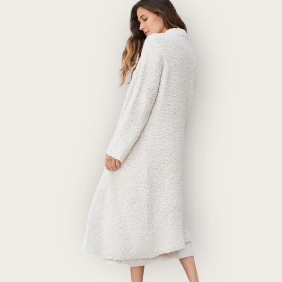 Jenni Kayne Boucle Sweater Coat | Medium | Ivory Long Cardigan Wool Fuzzy Cozy - Picture 9 of 13